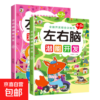 Children's left and right brain potential development thinking training books for babies aged 2-3-4-5-6 years old greatly improve the whole brain intelligence. left and right brain potential for 4-5 years old, 2 volumes, no specifications