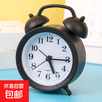 Alarm clock student wake-up artifact, powerful wake-up time for boys and girls, dual-purpose dormitory desktop small clock, black alarm clock