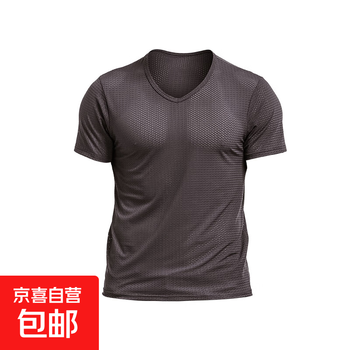 Ice silk mesh t-shirt men's mesh breathable mesh sports fitness quick-drying loose v-neck trendy mesh short sleeves gray 3xl