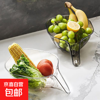 Multifunctional drain basket drain bowl household sink vegetable basin kitchen fruit washing net celebrity creative fruit plate plastic transparent color 1