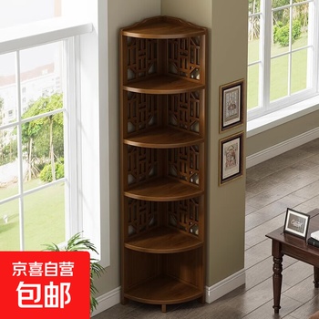 Corner shelf bookshelf living room corner cabinet corner cabinet restaurant corner cabinet sofa triangle cabinet corner cabinet tea cabinet thickened 170 high six-layer antique doorless style