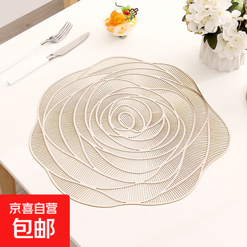 Nordic insulation mat dining table mat placemat rose shape western place mat round household vase mat rose gold 1 piece
