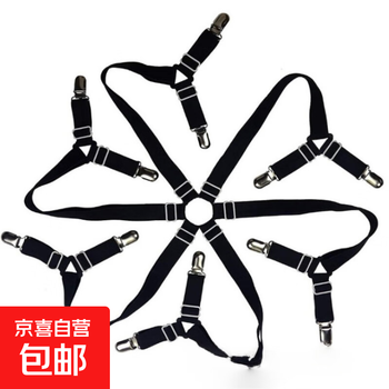 Sheet holder, tablecloth, sofa cushion, elastic rope clip, fitted sheet fixing buckle, quilt cover, anti-escaping tool, six-sided style - black