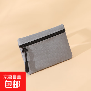 2025 new women's oxford cloth solid color mini zipper convenient coin purse key bag gray