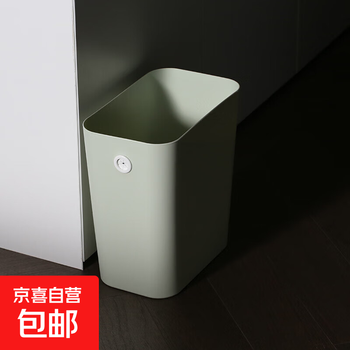 Trash can household french sanitary bucket light luxury living room kitchen bedroom bathroom office toilet lidless paper basket warm green large size