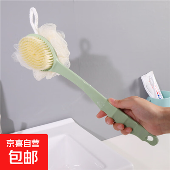 Double-sided long-handled bath sponge brush, bath artifact, dead skin removal massage brush, bath brush, no need to ask for help, back rub brush, double-sided green