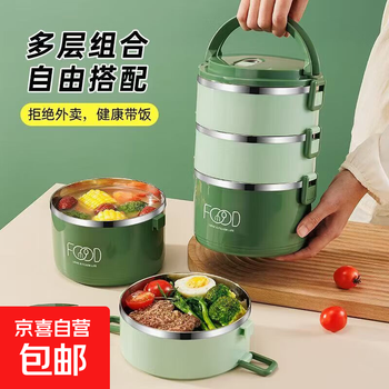 Lunch box with lid for office workers, layered thermal insulation sealed lunch box, stainless steel lunch box, large capacity lunch box for schoolgirls, turquoise lunch box, 3 layers, 1700ml