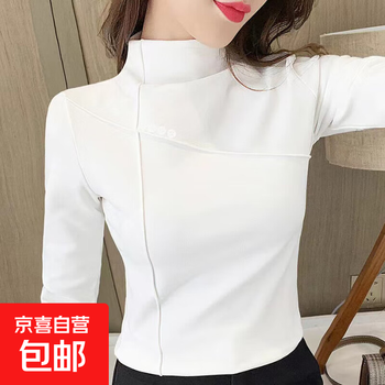 Double-sided german velvet bottoming shirt for women, new high-end half turtleneck 2025 t-shirt, fashionable high-end autumn and winter versatile top, white m, recommended 80-100 pounds