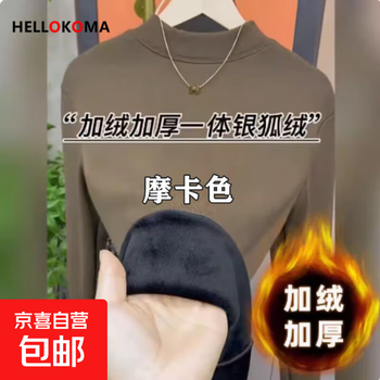 Velvet thickened large size high-end solid color long-sleeved half-high collar t-shirt top for women, versatile slimming bottoming shirt for autumn and winter 1109-mocha color 2xl recommended 125-140 pounds