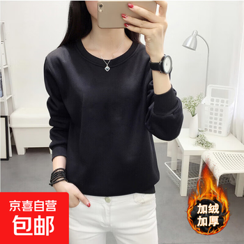 Autumn and winter half turtleneck bottoming shirt for women 2025 new slim loose sweatshirt spring long-sleeved t-shirt top 8003 velvet solid color sweatshirt-black 2xl reference 125-140 pounds