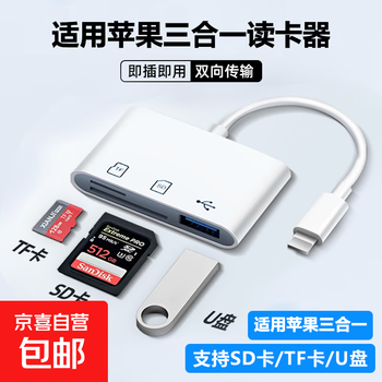 Camera card reader sd card suitable for apple huawei mobile phone sony canon nikon connection memory direct otg transmission line sony conversion type c head iphone port apple interface interface three-in-one supports sd/tf card/u disk