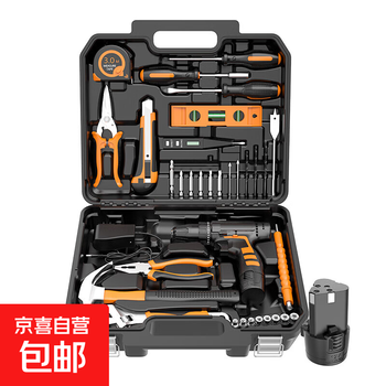 Tool box household electric drill screwdriver tool set hardware tool collection household vehicle maintenance electrician special 12v second power 35-piece set