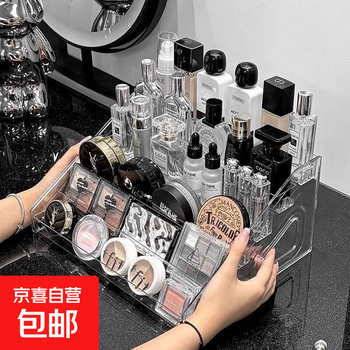 Cosmetics storage rack, desktop transparent eyeshadow palette organizer, stepped lipstick rack, multi-layer perfume storage rack, transparent seven layers, can hold/perfume/eyeshadow/lipstick, 7 layers, transparent, 1 piece