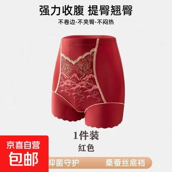 High luxury three-dimensional embroidered high waist shaping tummy control pants seamless body shaping underwear red m 80-90 catties