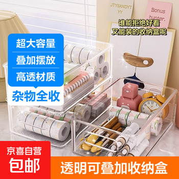 Jd logistics transparent storage box multi-functional value can be superimposed on visual debris acrylic women's 1 pack activity
