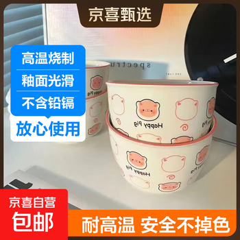 Underglaze color cute cartoon dishes set household underglaze color ceramic bowls and chopsticks plate tableware cute pig cute pig 2 bowls 2 spoons