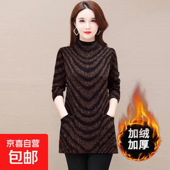 New style velvet and thickened women's semi-turtle collar western style printed bottoming shirt, versatile and fashionable, can be worn outside. picture color 3xl recommended 135-145 catties