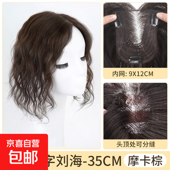 Wigs for women do not need to wear a hair net to replace hair on the top of the head, fluffy and increase hair volume, cover gray hair, imitate full real hair, curly hair replacement, light and mature atmosphere curls - figure 8, mocha brown 35cm