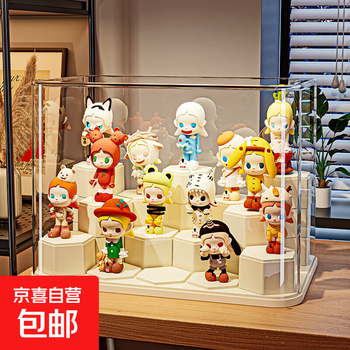 Transparent blind box display rack to store hand-made building blocks, toys and ornaments storage box, acrylic bubble mart display box, extra large 1 piece, 17 diy modules, no installation required, ready to use out of the box