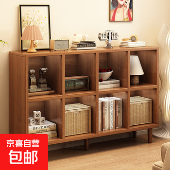 Solid wood bookshelf household low cabinet floor-standing storage rack combination simple bookcase storage grid cabinet storage cabinet eight grid heightening 120 all solid wood mortise and tenon splicing