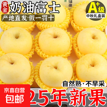 Golden cream fuji apple fresh 9kg authentic rock candy heart seasonal fruit whole box qixia 10kg whole box 75-80mm