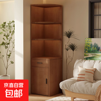 Solid wood core corner cabinet corner cabinet corner storage rack triangle cabinet 2025 new living room storage home corner bookcase simple single cabinet door smoke color 30*180cm