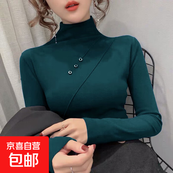 Spring, autumn and winter fashionable warm t-shirt threaded german velvet thickened half turtle collar western style versatile slimming large size bottoming shirt green 2xl recommended 130-145 catties