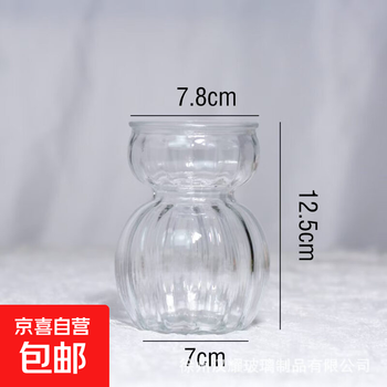 European style vertical pattern glass vase ins feng shui cultivated vase mini glass vase floor flower arrangement 1 piece snowman transparent glass vase