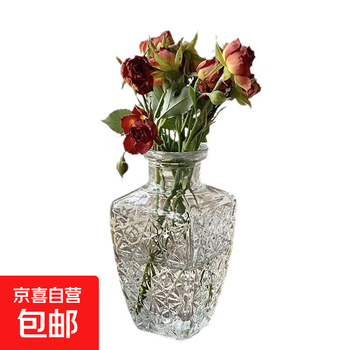 Hot selling retro glass vase illustration high-end aromatherapy bottle transparent ins style ornament small vase set 2 pieces white transparent french relief vase