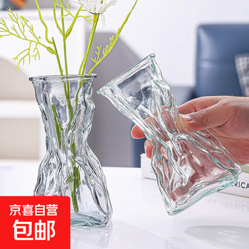 Irregular glass vase ins style b&b living room tabletop water-grown flower decorative ornaments vase 1 piece transparent vase + bubble packaging
