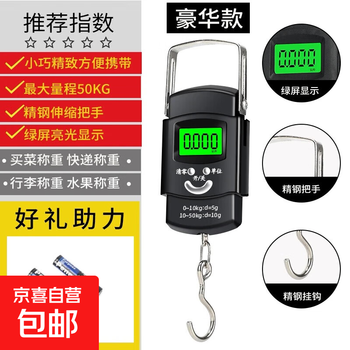 Wholesale household black portable scale 50kg mini portable scale portable electronic scale small fishing scale express scale chinese/new style green light 50kg/10g