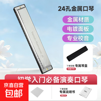 24-hole metal c-key polyphonic harmonica children's harmonica student beginner adult musical instrument silver (silver-24 holes c-key polyphonic)