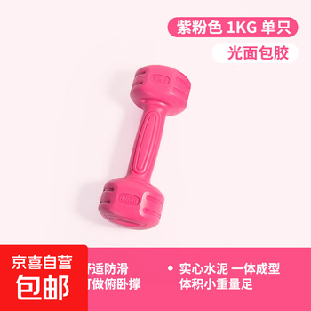 Dumbbell women's fitness home equipment men's rubber-coated cement dumbbell arm muscle training set combination children's small dumbbell 1kg purple pink cement single
