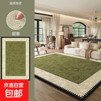 Carpet living room green french retro wash-free floor mat middle-aged light luxury high-end waterproof bedroom sofa carpet s belgian velvet-bichun 200 340cm skin-friendly carpet surface non-slip carpet bottom