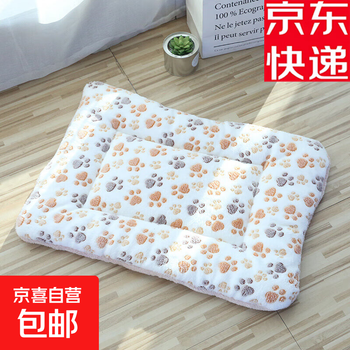 Jingxi self-operated - special brand thick plush mat cat nest cat sleeping mat dog kennel coral velvet dog blanket plus cotton mat warm nest mat milky white paw prints - rectangular thick mat s size 1 (35*29cm) within 2 pounds