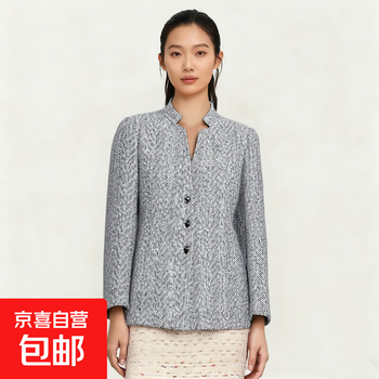 New high-end commuting style retro small fragrance tweed mid-length coat woolen coat 130105 light gray 2xl (130-145 catties)