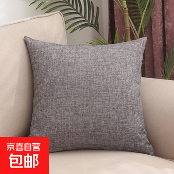 Solid color linen thickened pillow, elegant home sofa, living room backrest, car office square waist cushion, temperament gray, including pillow core /40*40cm