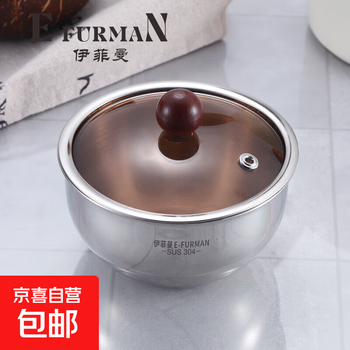 304 mirror style stew pot with lid, stainless steel steamed egg bowl, new thick stew pot, anti-scalding wooden handle water-proof stew bowl, 304 stainless steel mirror style stew pot with glass lid, 2 pieces