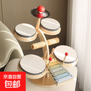 Children's wooden orff music percussion instrument, piano, drum, gong, baby hand drum toy, multi-functional drum set 1.4kg xylophone