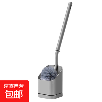 Japanese-style toilet brush without dead ends cleaning wall-mounted thickened toilet brush bathroom long-handled toilet brush with base cool gray