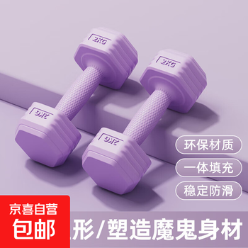 Women's dumbbell arm training hexagonal dumbbell home training equipment colored small dumbbell indoor sports equipment purple 1kg *2 only