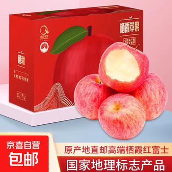 Authentic yantai qixia apple supermarket same style seasonal whole box of fresh fruits shandong 9 catties gift box red fuji with box 1 catties (from 70mm)
