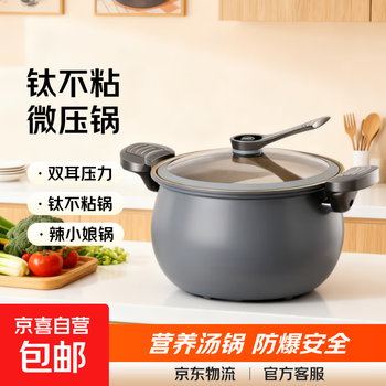 From the same factory as hot girl, german micro-pressure cooker titanium non-stick stew pot for cooking porridge and thickening double-ear pressure cooker for home use gray 1-8 people (7l capacity) + anti-scalding silicone ring (recommended) - 24cm