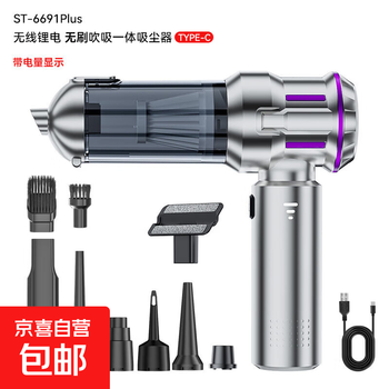 Car-mounted wireless blowing and suction integrated vacuum cleaner high-power brushless handheld one-button artifact powerful portable cleaning zx st-6691plus silver-purple brushless motor + one-button dust bin*