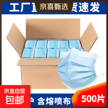 Disposable protective masks non-individually packaged anti-droplet factory direct price blue 500 pieces/1 box