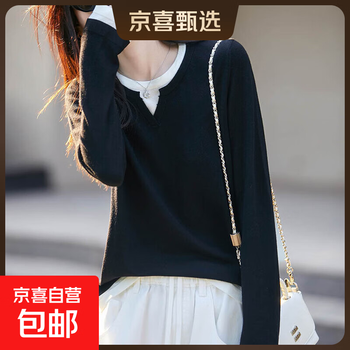 Bottoming shirt for women in autumn and winter, 2025 new v-neck long-sleeved t-shirt for women, slim fit and versatile warm top, classic black l (115-125 pounds)