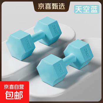 Hexagonal dumbbell men's fitness equipment home student dormitory women's fitness exercise sand-filled dumbbell 2kg*2-sky blue