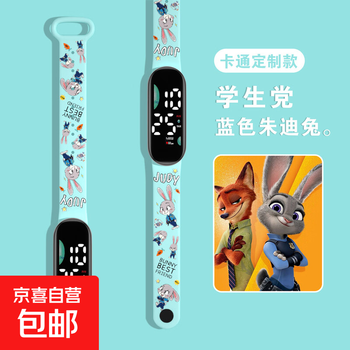Electronic watch fashion girl couple cartoon print led electronic bracelet watch student sports touch electronic watch m9 light blue judy rabbit