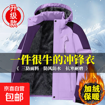 Autumn and winter hot style jacket with velvet and thickening, cold-proof, warm, waterproof and windproof cotton coat, work thick coat and cotton coat, a19 jacket, women's style, velvet and thickening, purple 3xl - recommended around 135-150 catties