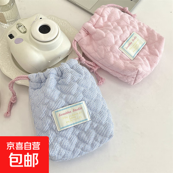 Ins cute quilted cotton camera storage bag ccd polaroid storage bag soft anti-fall dustproof small bag 1 pack random color